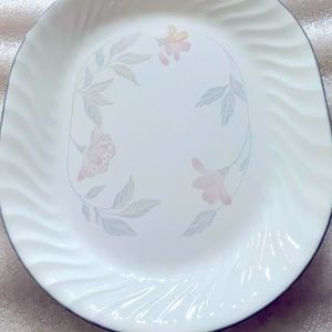 Vintage Corelle Pink Trio Serving Platter. White Swirl Large 12” Long x …